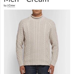 J crew cable knit cotton roll neck sweater